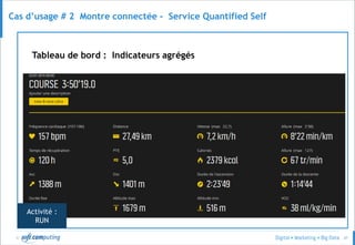 © 47
Cas d’usage # 2 Montre connectée - Service Quantified Self
Tableau de bord : Indicateurs agrégés
Activité :
RUN
 