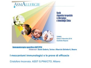 I meccanismi immunologici e le prove di efficacia
Cristoforo Incorvaia. ASST G.PINI/CTO, Milano
 