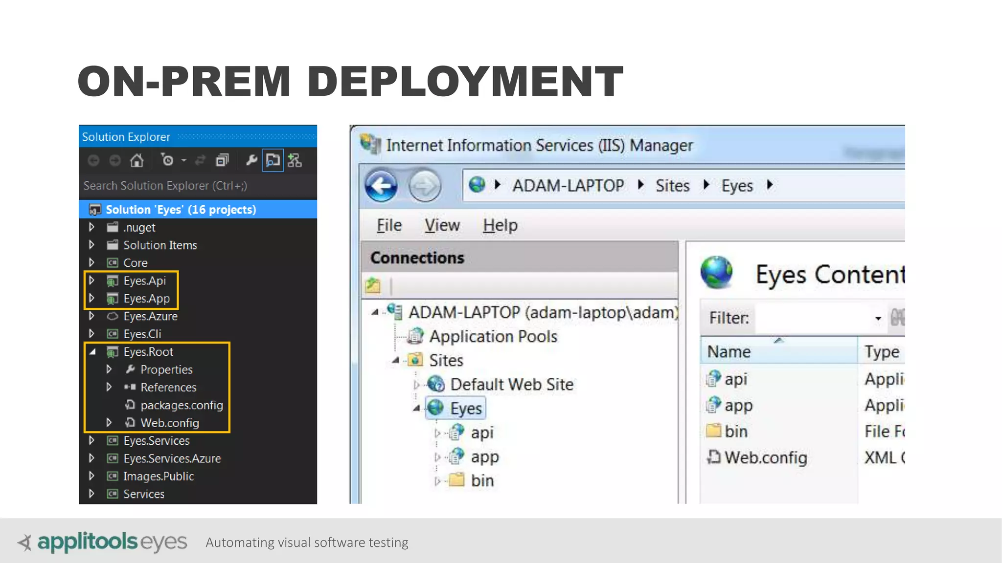 Automating visual software testing
ON-PREM DEPLOYMENT
 