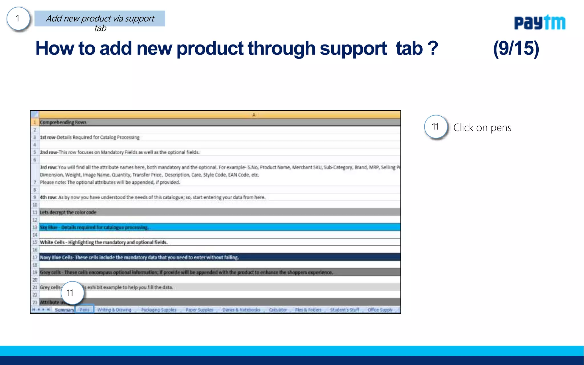 Click on pens
How to add new product through support tab ?
11
11.
 