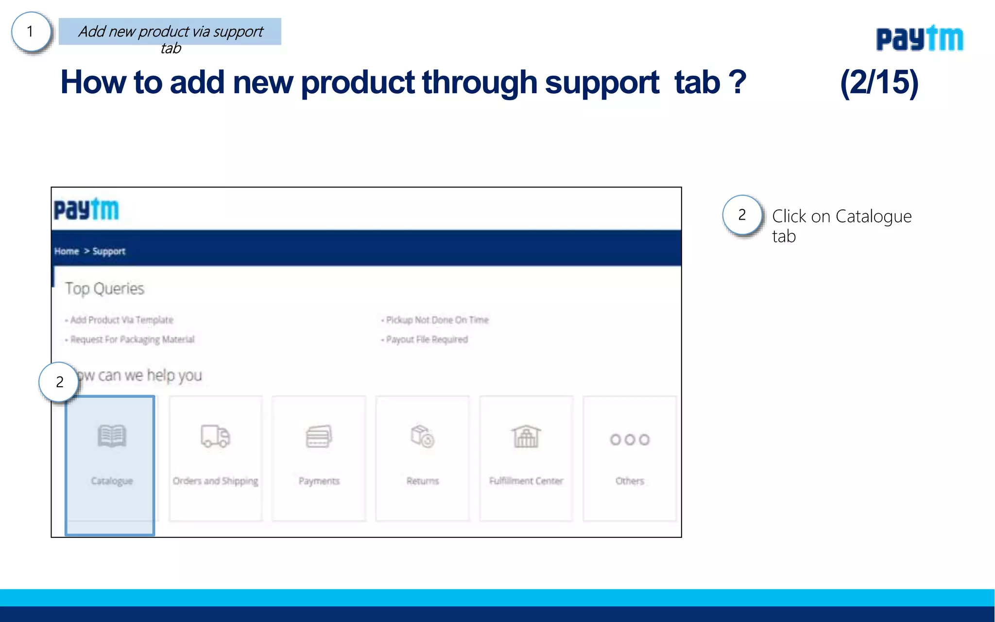 Click on Listing &
Catalogue tab
How to add new product through support tab ?
2.
2
 