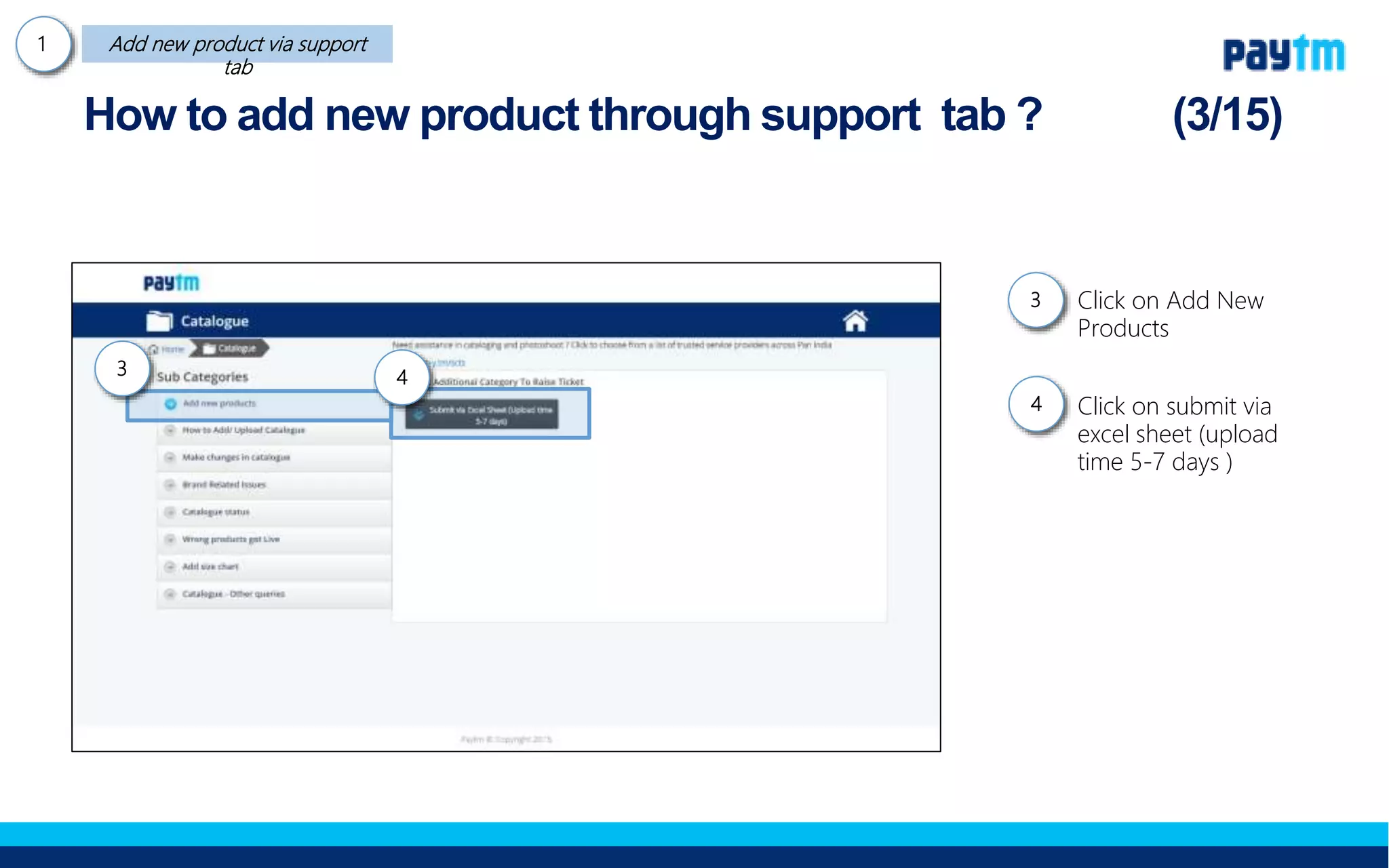 Click on Add New
Products
Click on “Add new
products in bulk”
How to add new product through support tab ?
3 4
4.
3.
 