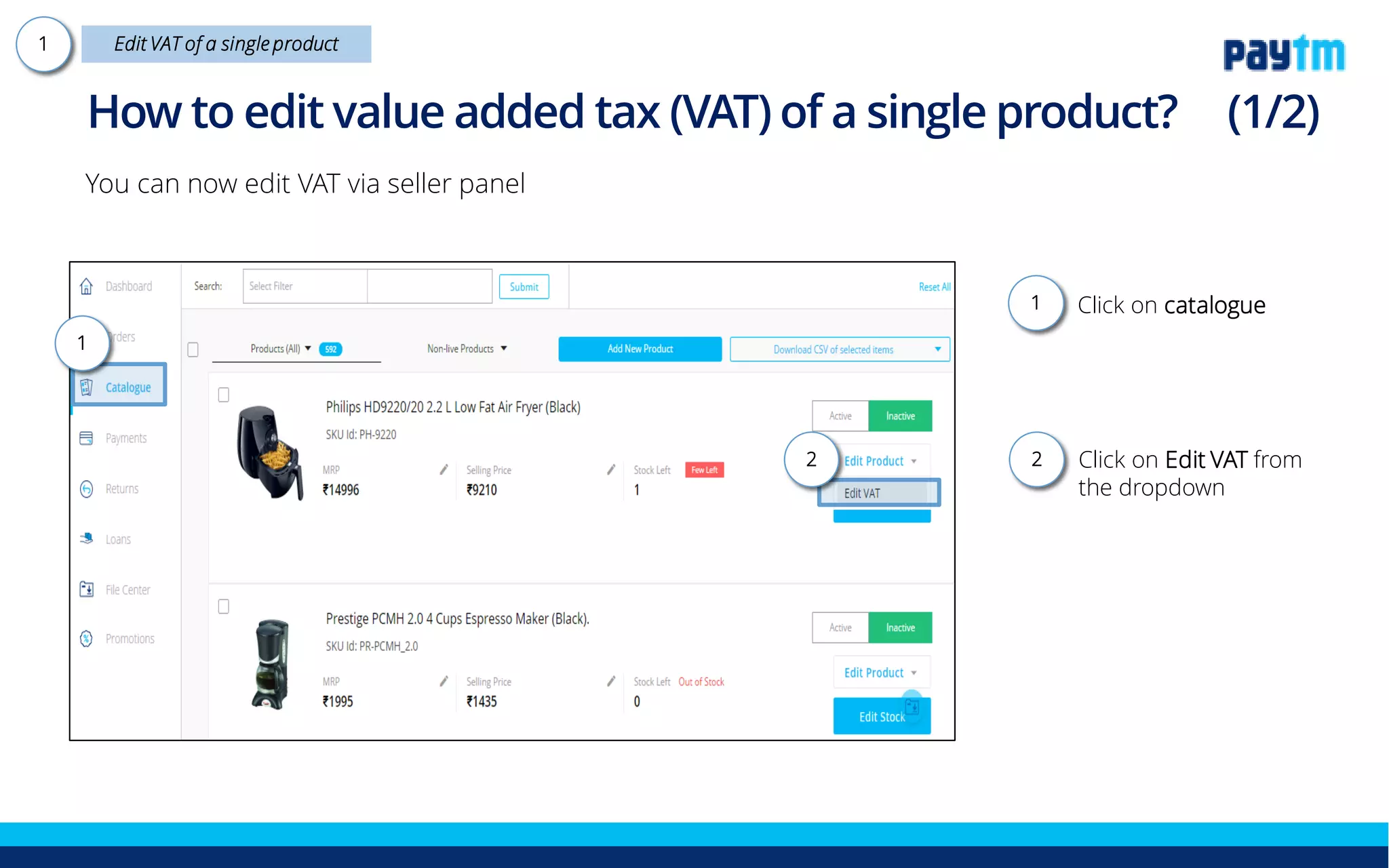 Edit vat in catalogue ppt