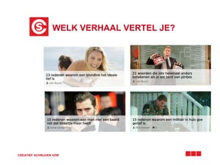 WELK VERHAAL VERTEL JE?
CREATIEF SCHRIJVEN VZW
 