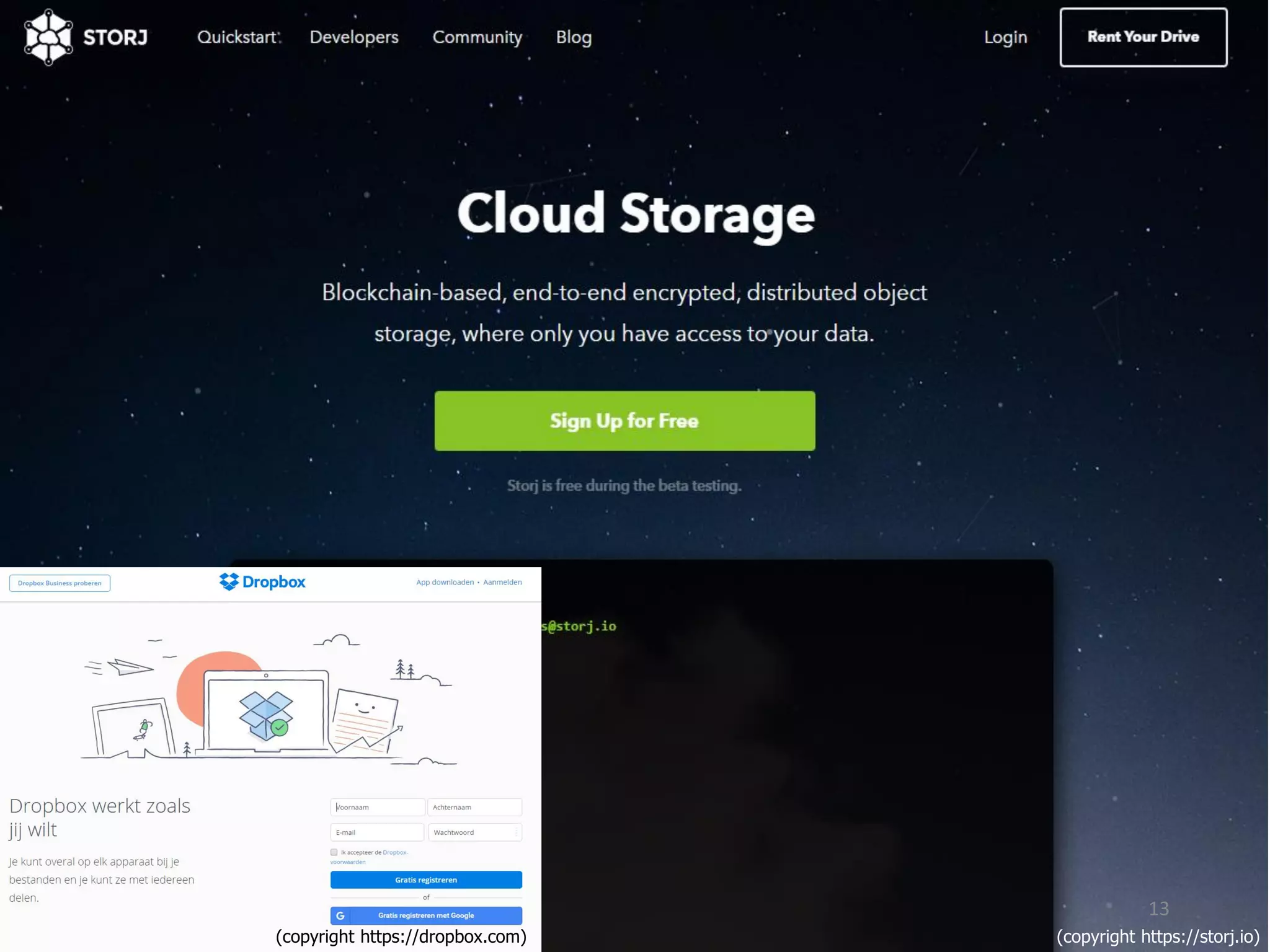 13
(copyright https://dropbox.com) (copyright https://storj.io)
 