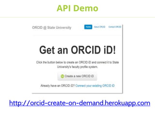 ORCID Collect & Connect: understanding integrations and the API (M. Buys)