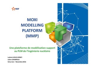 MOXI
MODELLING
PLATFORM
(MMP)
Une plateforme de modélisation support
au PLM de l’ingénierie nucléaire
Ludovic LOUIS-SIDNEY
Julien CHAMPEAU
Sirius Con – Novembre 2016
 