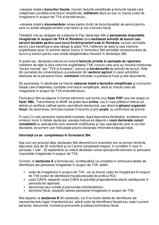 Declaratia 394 De La 01 10 2016