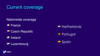 Current coverage
Nationwide coverage
! France
" Czech Republic
# Ireland
$ Luxembourg
% Netherlands
& Portugal
' Spain
 