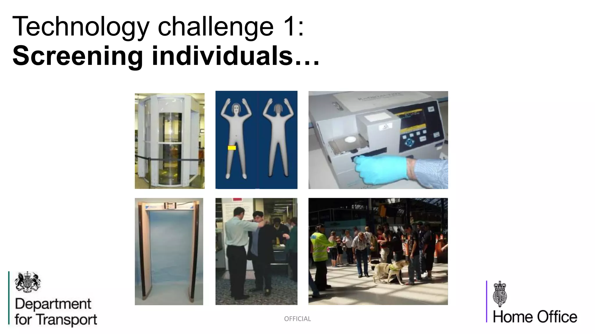 Technology challenge 1:
Screening individuals…
OFFICIAL
 