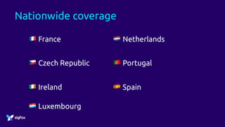 Nationwide coverage
! France " Netherlands
# Czech Republic $ Portugal
% Ireland & Spain
' Luxembourg
 