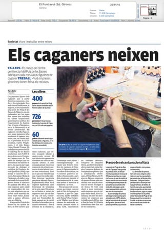 25/11/16El Punt avui (Ed. Girona)
Gerona
Prensa: Diaria
Tirada: 11.438 Ejemplares
Difusión: 9.335 Ejemplares
Página: 6
Sección: LOCAL Valor: 3.749,00 € Área (cm2): 772,0 Ocupación: 76,47 % Documento: 1/2 Autor: Tura Soler FIGUERES Núm. Lectores: 37340
Cód:106675986
13 / 17
 