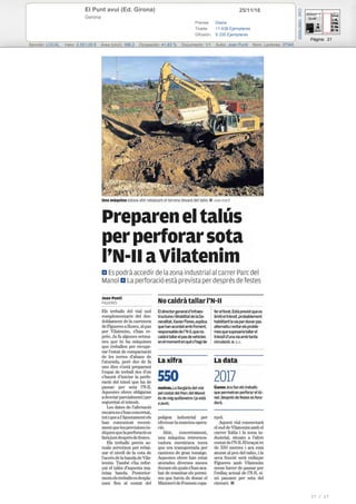 25/11/16El Punt avui (Ed. Girona)
Gerona
Prensa: Diaria
Tirada: 11.438 Ejemplares
Difusión: 9.335 Ejemplares
Página: 21
Sección: LOCAL Valor: 2.051,00 € Área (cm2): 398,3 Ocupación: 41,83 % Documento: 1/1 Autor: Joan Puntí Núm. Lectores: 37340
Cód:106676000
17 / 17
 