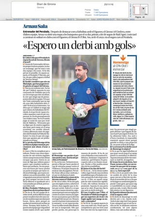 25/11/16Diari de Girona
Gerona
Prensa: Diaria
Tirada: 7.540 Ejemplares
Difusión: 5.438 Ejemplares
Página: 48
Sección: DEPORTES Valor: 1.965,00 € Área (cm2): 639,4 Ocupación: 66,83 % Documento: 1/1 Autor: JORDI ROURA OLOT Núm. Lectores: 39000
Cód:106678214
8 / 17
 