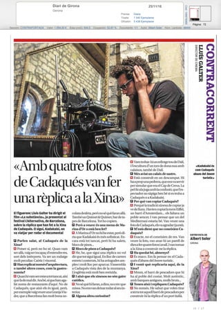 25/11/16Diari de Girona
Gerona
Prensa: Diaria
Tirada: 7.540 Ejemplares
Difusión: 5.438 Ejemplares
Página: 72
Sección: CONTRAPORTADA Valor: 1.554,00 € Área (cm2): 504,0 Ocupación: 52,87 % Documento: 1/1 Autor: Albert Soler Núm. Lectores: 39000
Cód:106678065
10 / 17
 