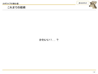 ロボライブの舞台裏
12
@kamo4ka3
これまでの経緯
かわいい！．．？
 
