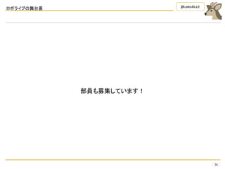ロボライブの舞台裏
56
@kamo4ka3
部員も募集しています！
 