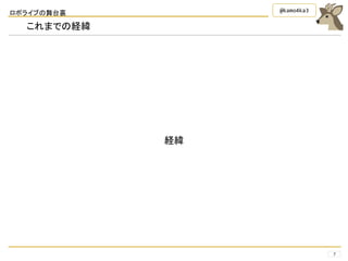 ロボライブの舞台裏
7
@kamo4ka3
これまでの経緯
経緯
 