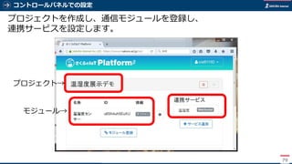 コントロールパネルでの設定
79
プロジェクトを作成し、通信モジュールを登録し、
連携サービスを設定します。
プロジェクト→
モジュール→
 