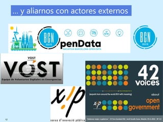 12 ‘Gobernar mejor: e-gobernar’ – IV Foro Sanidad CEG- Jordi Graells Costa. Madrid, 29.11.2016 - BY 3.0
… y aliarnos con actores externos
 