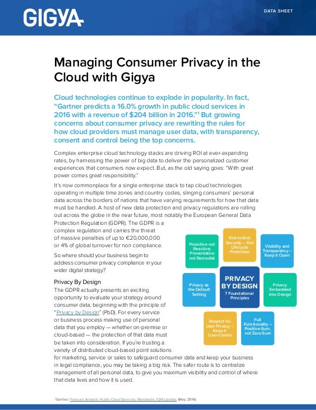 data sheet managing consumer privacy in the cloud with gigya privacy sheet