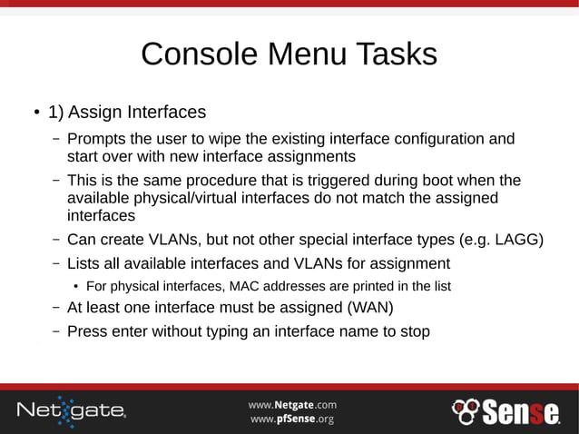 Console Menu - pfSense Hangout December 2016