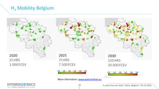 H2 dans tous ses états | Beez, Belgium | 01.12.201616
H2 Mobility Belgium
More information: www.waterstofnet.eu
 
