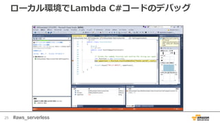 #aws_serverless
ローカル環境でLambda C#コードのデバッグ
25
 