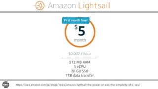 Amazon Lightsail
https://aws.amazon.com/jp/blogs/news/amazon-lightsail-the-power-of-aws-the-simplicity-of-a-vps/
 