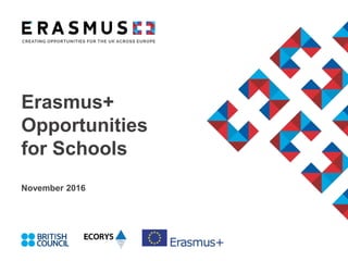 Erasmus+
Opportunities
for Schools
November 2016
 