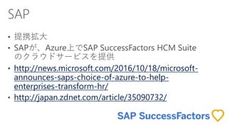 http://news.microsoft.com/2016/10/18/microsoft-
announces-saps-choice-of-azure-to-help-
enterprises-transform-hr/
http://japan.zdnet.com/article/35090732/
 