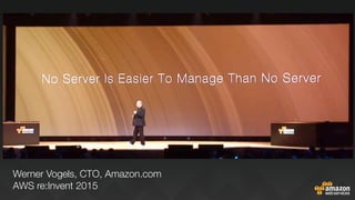 Werner Vogels, CTO, Amazon.com
AWS re:Invent 2015
 