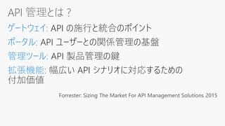 ゲートウェイ: API の施行と統合のポイント
ポータル: API ユーザーとの関係管理の基盤
管理ツール: API 製品管理の鍵
拡張機能: 幅広い API シナリオに対応するための
付加価値
 