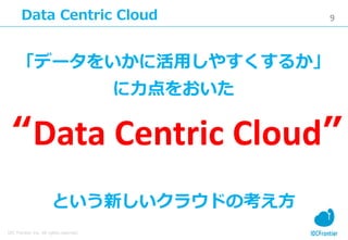 9
IDC Frontier Inc. All rights reserved.
Data Centric Cloud
「データをいかに活用しやすくするか」
に力点をおいた
“Data Centric Cloud”
という新しいクラウドの考え方
 