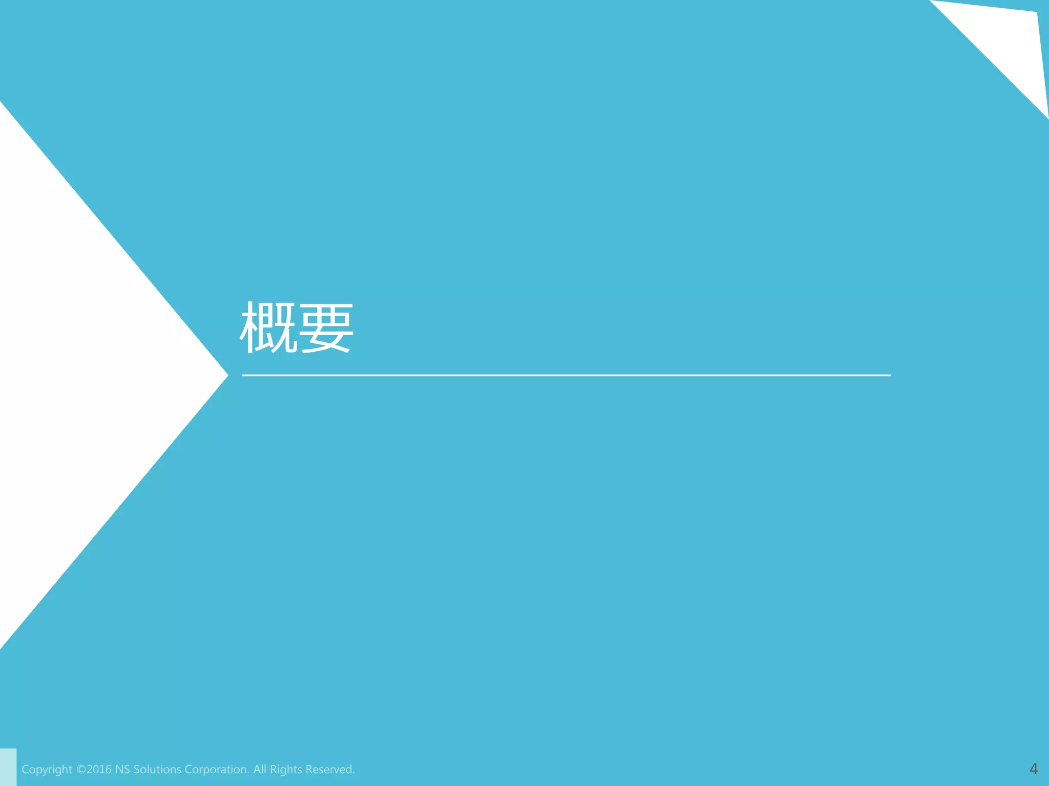 Copyright ©2016 NS Solutions Corporation. All Rights Reserved.
概要
4
 