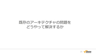 既存のアーキテクチャの問題を
どうやって解決するか
23
 
