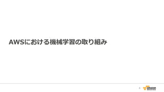 AWSにおける機械学習の取り組み
4
 