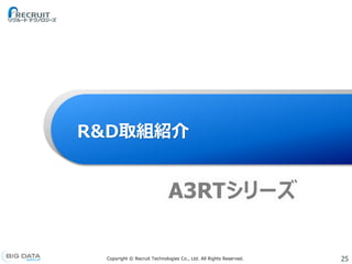 25Copyright © Recruit Technologies Co., Ltd. All Rights Reserved.
R&D取組紹介
A3RTシリーズ
 