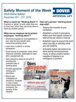 Dover ALS Safety Moment of the Week 26-Dec-2016 | PDF