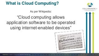 As per Wikipedia:
“Cloud computing allows
application software to be operated
using internet-enabled devices”
What is Cloud Computing?
 