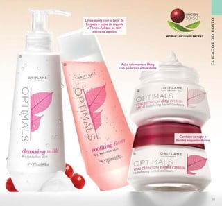 CUIDADOSDOROSTOCUIDADOSDOROSTO
33
ባ
ቤ
ብ
ቦ
Limpe a pele com o Leite de
Limpeza e passe de seguida
o Tónico.Aplique-os com
discos de algodão
Ação reﬁrmante e lifting
com poderoso antioxidante
Combate as rugas e
ﬂacidez enquanto dorme
 