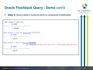 Ensuring Data Protection Using Oracle Flashback Features - Presentation ...