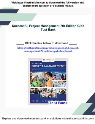 Successful Project Management 7th Edition Gido Test Bank | PDF