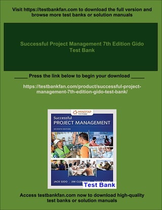 Successful Project Management 7th Edition Gido Test Bank | PDF