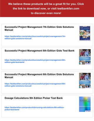 Successful Project Management 7th Edition Gido Test Bank | PDF