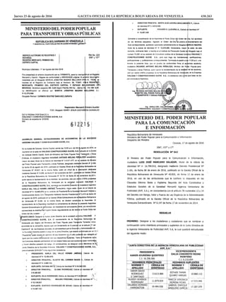 Jueves 25 de agosto de 2016	 GACETA OFICIAL DE LA REPÚBLICA BOLIVARIANA DE VENEZUELA	 430.263
 