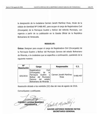 Jueves 25 de agosto de 2016	 GACETA OFICIAL DE LA REPÚBLICA BOLIVARIANA DE VENEZUELA	 430.279
 