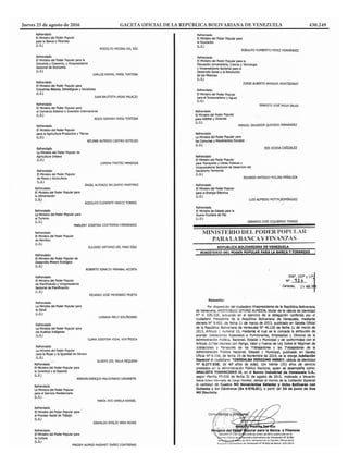 Jueves 25 de agosto de 2016	 GACETA OFICIAL DE LA REPÚBLICA BOLIVARIANA DE VENEZUELA	 430.249
 