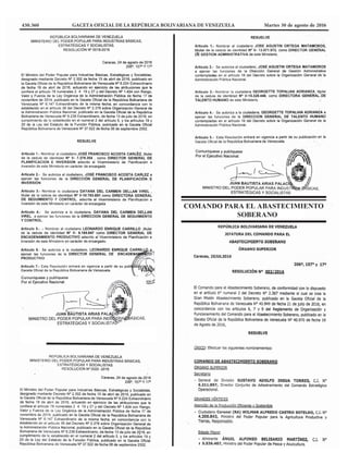 COMANDO PARA EL ABASTECIMIENTO
SOBERANO
430.360 GACETA OFICIAL DE LA REPÚBLICA BOLIVARIANA DE VENEZUELA		 Martes 30 de agosto de 2016
 