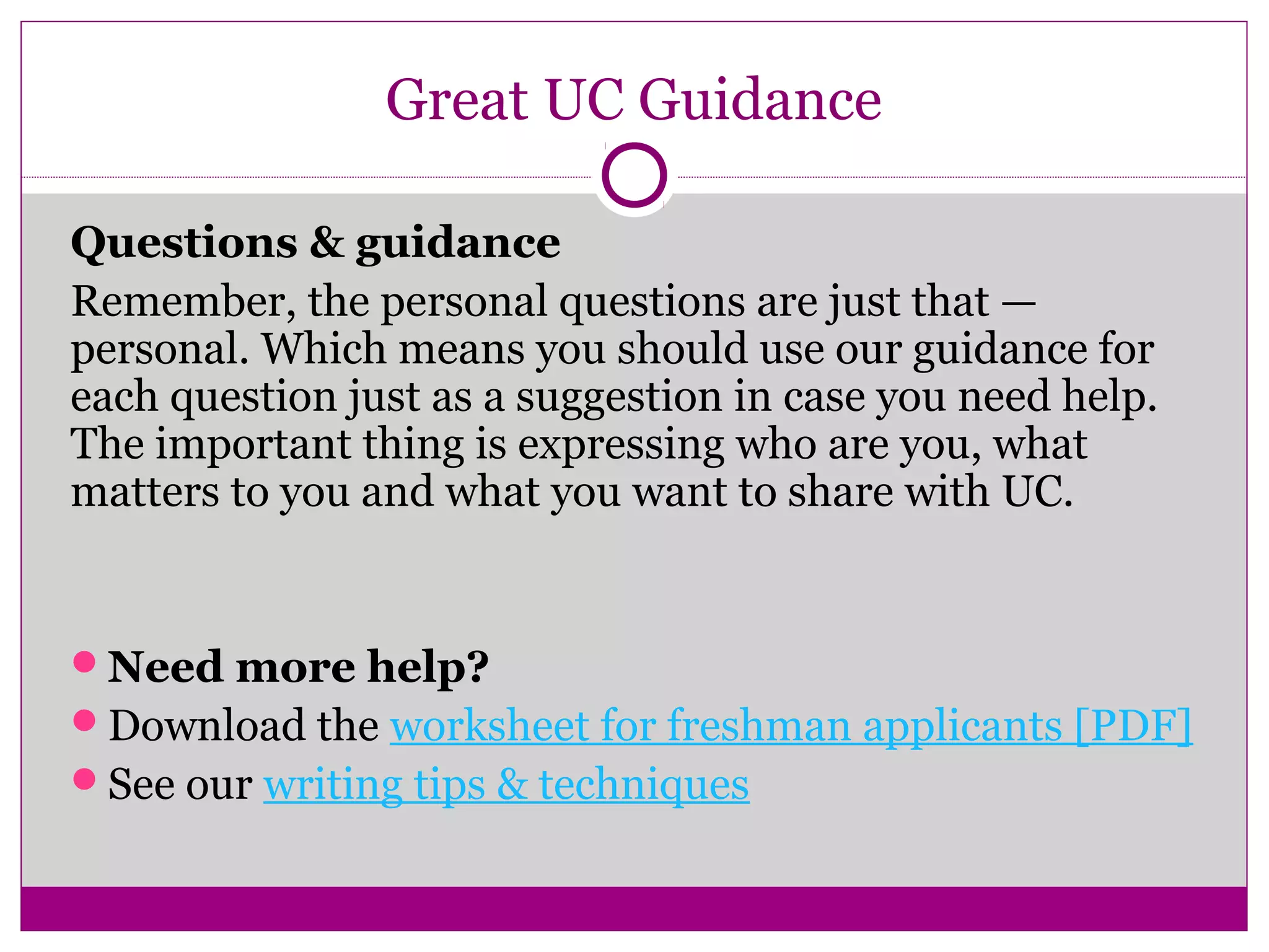 Writing Great UC Personal Insight Question Responses | PPT